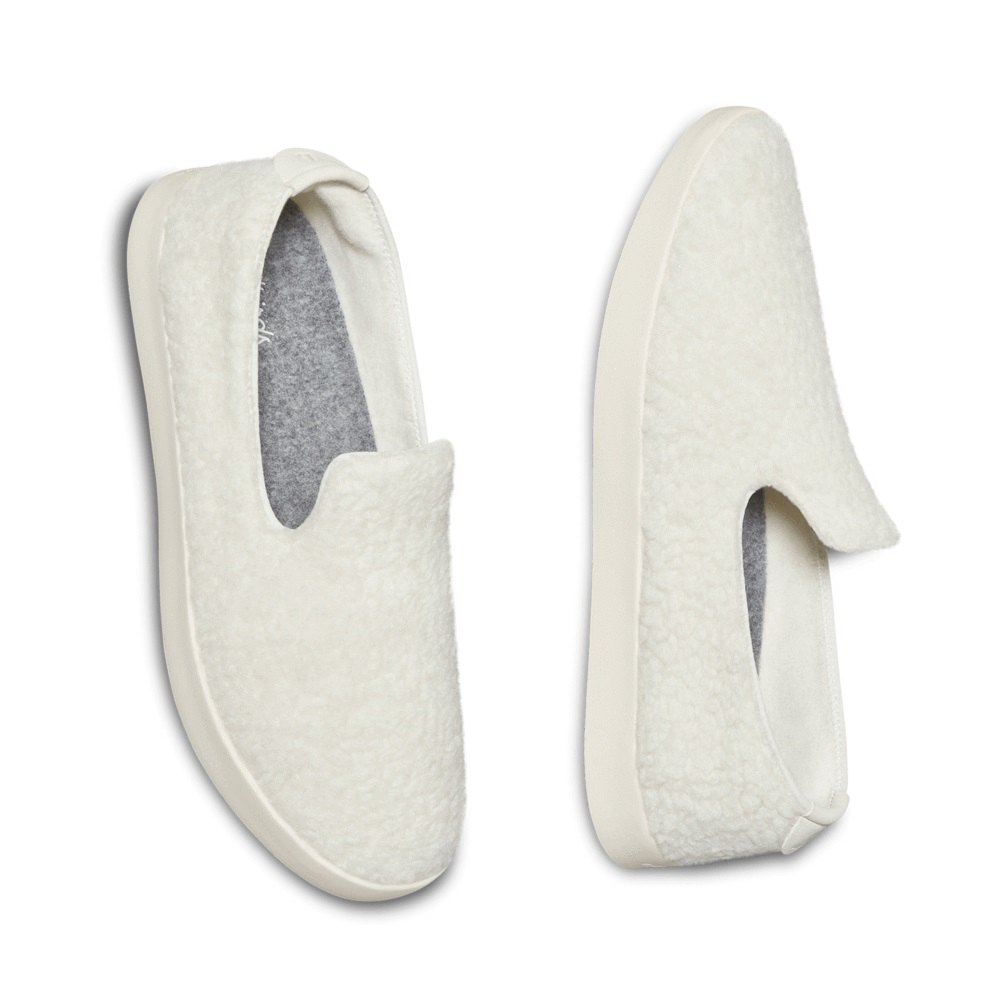 Allbirds Women\'s Wool Lounger Fluffs - Slip-Ons White - TBY359864